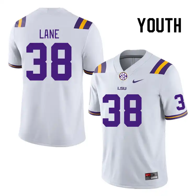 LSU Tigers #38 Malachi Lane Youth White NCAA Football Jersey 2409XWFQ4