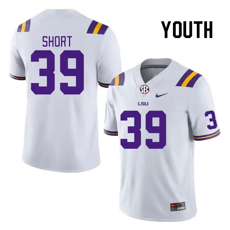 LSU Tigers #39 Tyson Short Youth White NCAA Football Jersey 2409YNET6