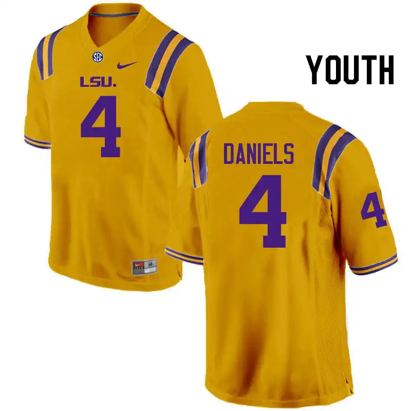 LSU Tigers #4 CJ Daniels Youth Gold NCAA Football Jersey 2409TPNB8