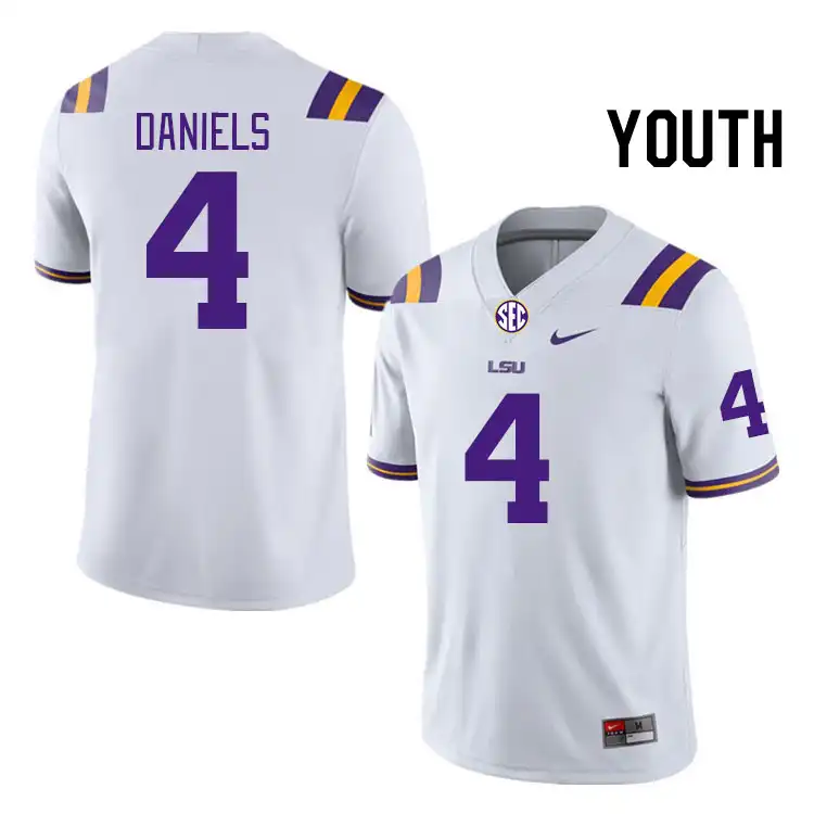 LSU Tigers #4 CJ Daniels Youth White NCAA Football Jersey 2409OXZW2