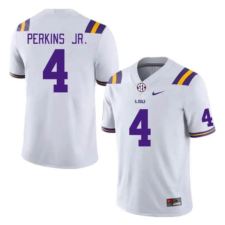 LSU Tigers #4 Harold Perkins Jr. Men's White NCAA Football Jersey 2409RWCP8