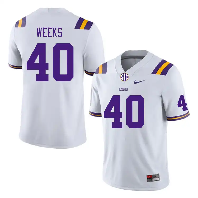 LSU Tigers #40 Whit Weeks Men's White NCAA Football Jersey 2409WDNI5