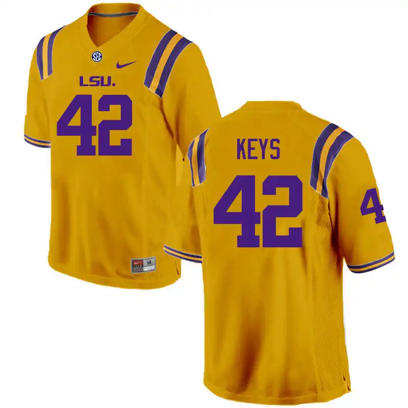 LSU Tigers #42 Davhon Keys Men's Gold NCAA Football Jersey 2409GVYH1