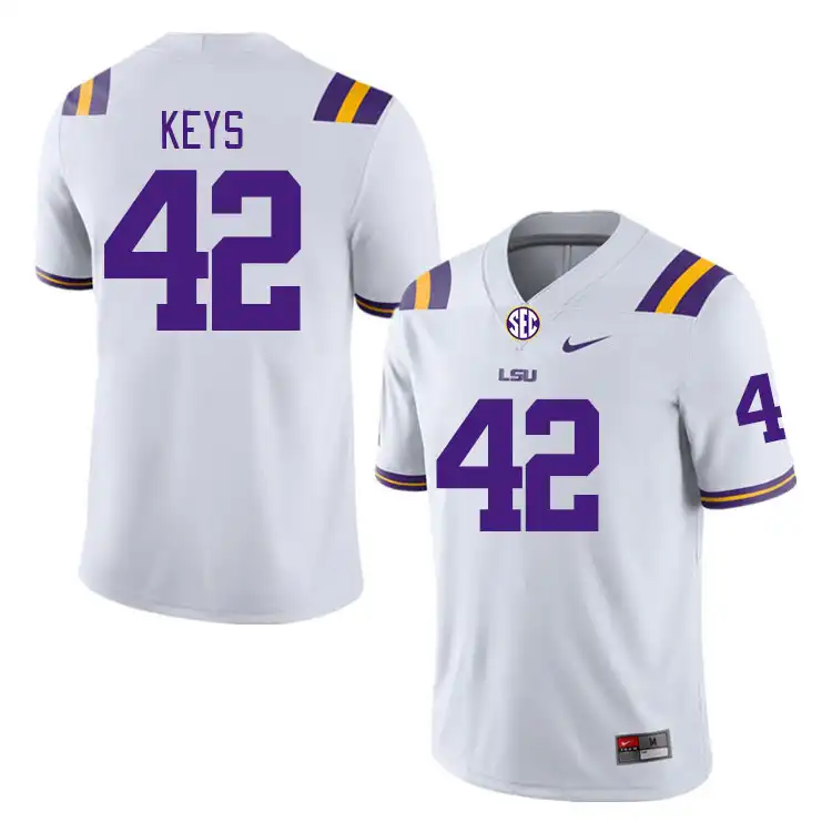 LSU Tigers #42 Davhon Keys Men's White NCAA Football Jersey 2409UOZS8