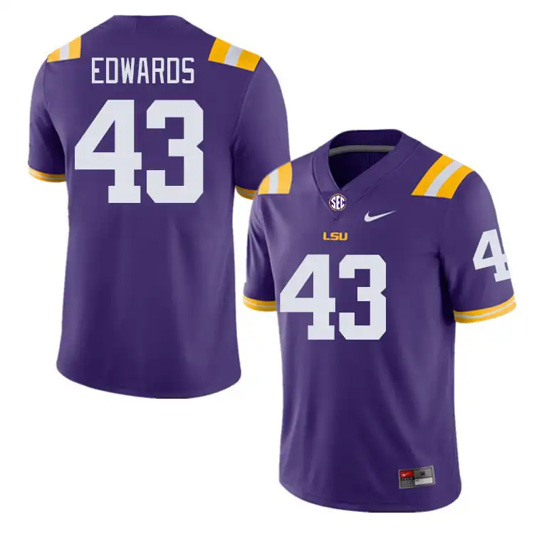 LSU Tigers #43 Ty'son Edwards Men's Purple NCAA Football Jersey 2409CJAD3