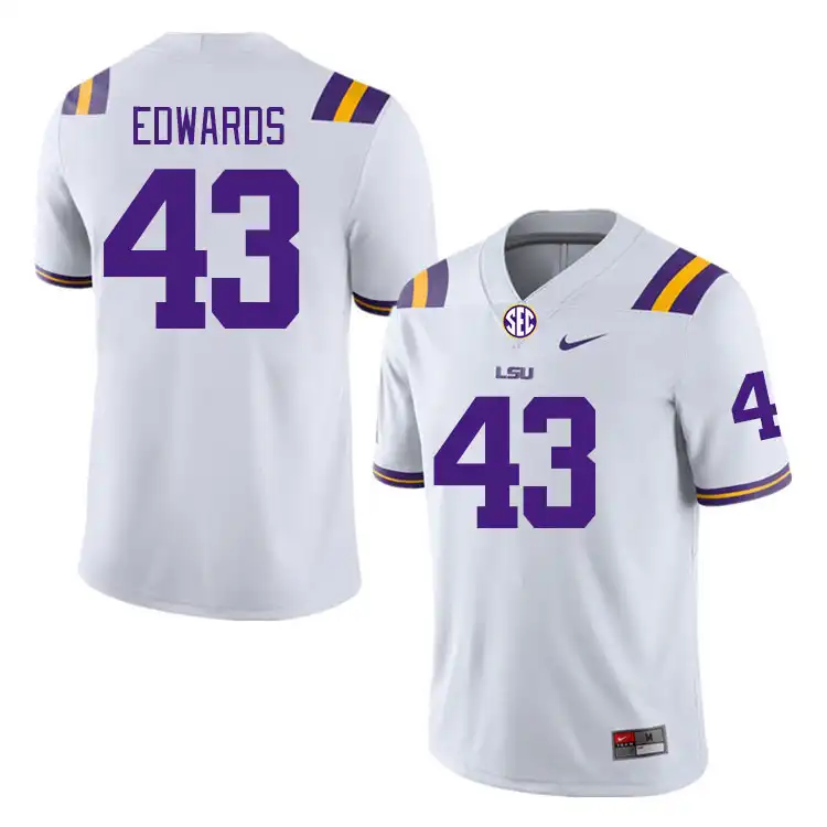 LSU Tigers #43 Ty'son Edwards Men's White NCAA Football Jersey 2409ILKI2