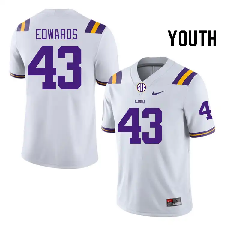 LSU Tigers #43 Ty'son Edwards Youth White NCAA Football Jersey 2409MAMP7