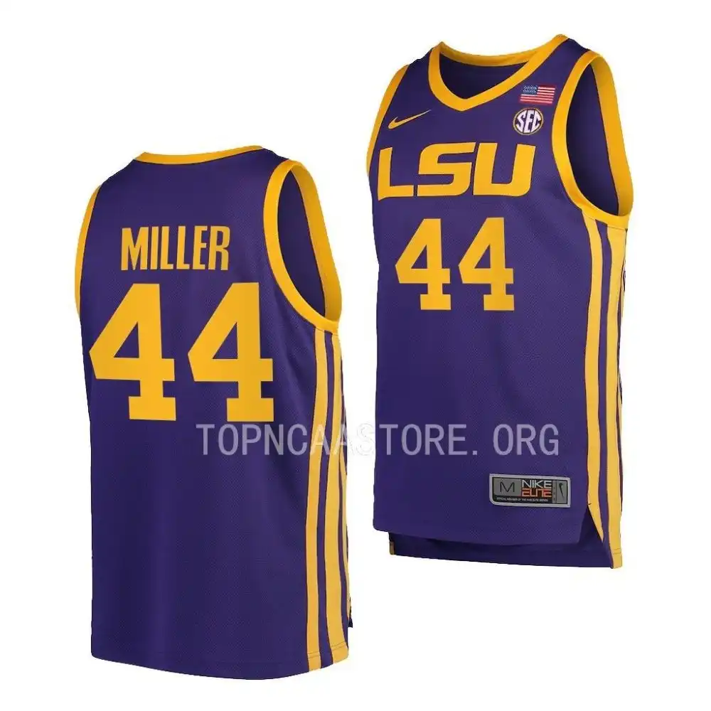 LSU Tigers #44 Adam Miller Men's Purple NCAA Replica 2022-23 Basketball Jersey 2409UQZL8