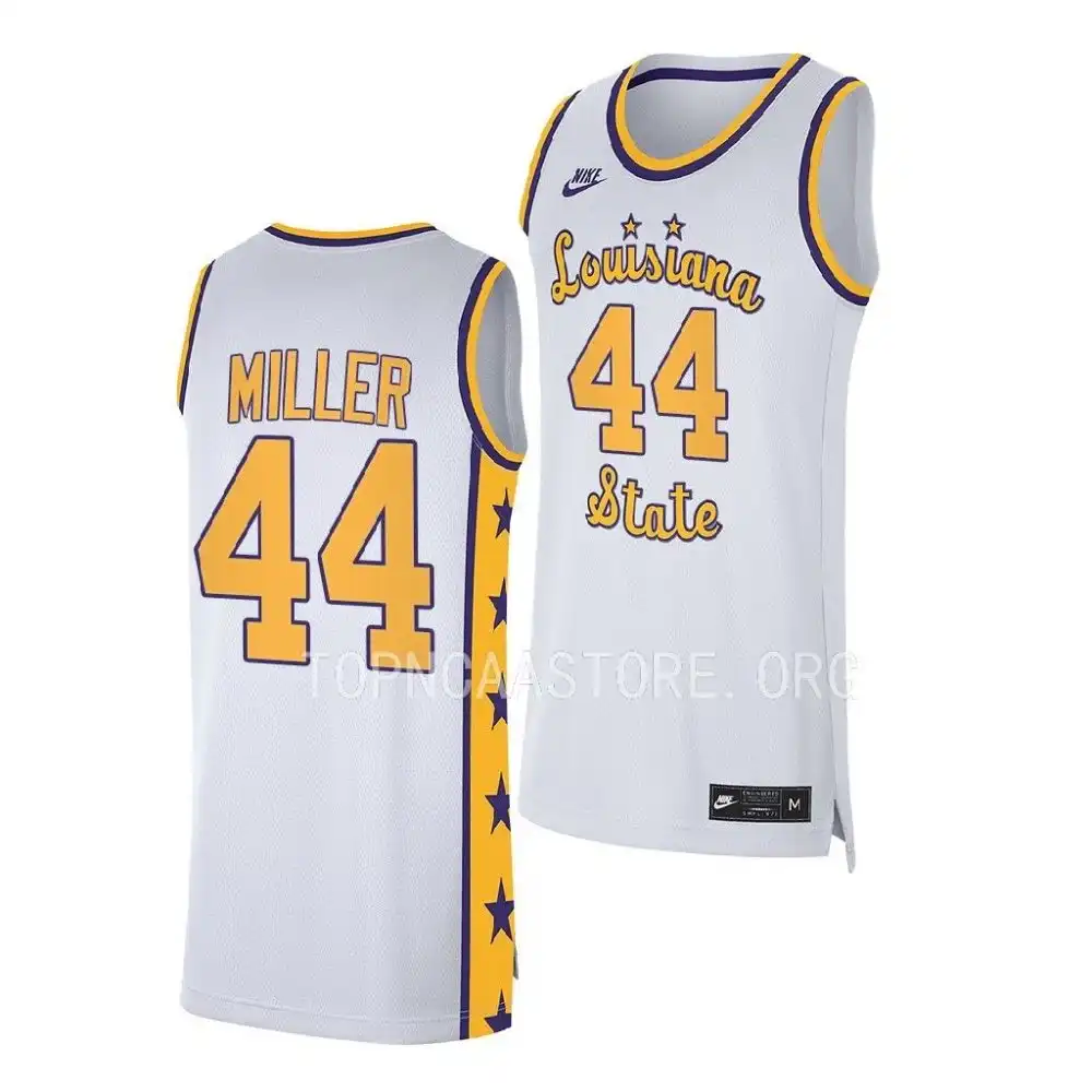 LSU Tigers #44 Adam Miller Men's White NCAA 2022-23 Replica Basketball Jersey 2409XNYO1