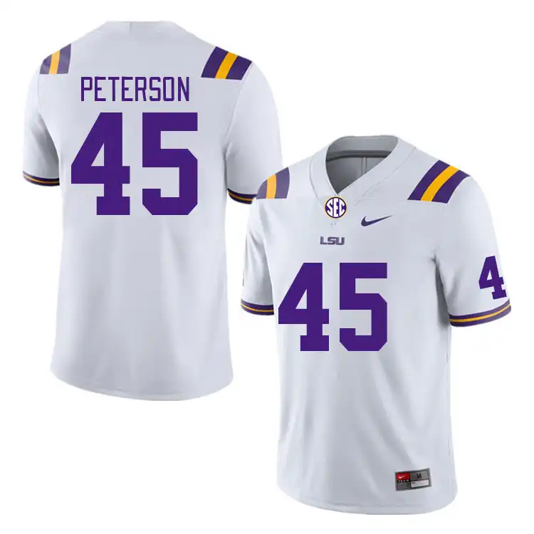 LSU Tigers #45 GiVanni Peterson Men's White NCAA Football Jersey 2409ZBUN3