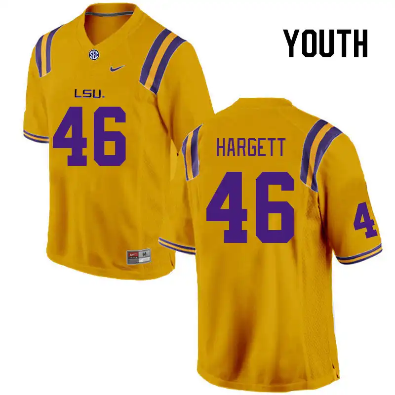 LSU Tigers #46 Badger Hargett Youth Gold NCAA Football Jersey 2409VLOL1