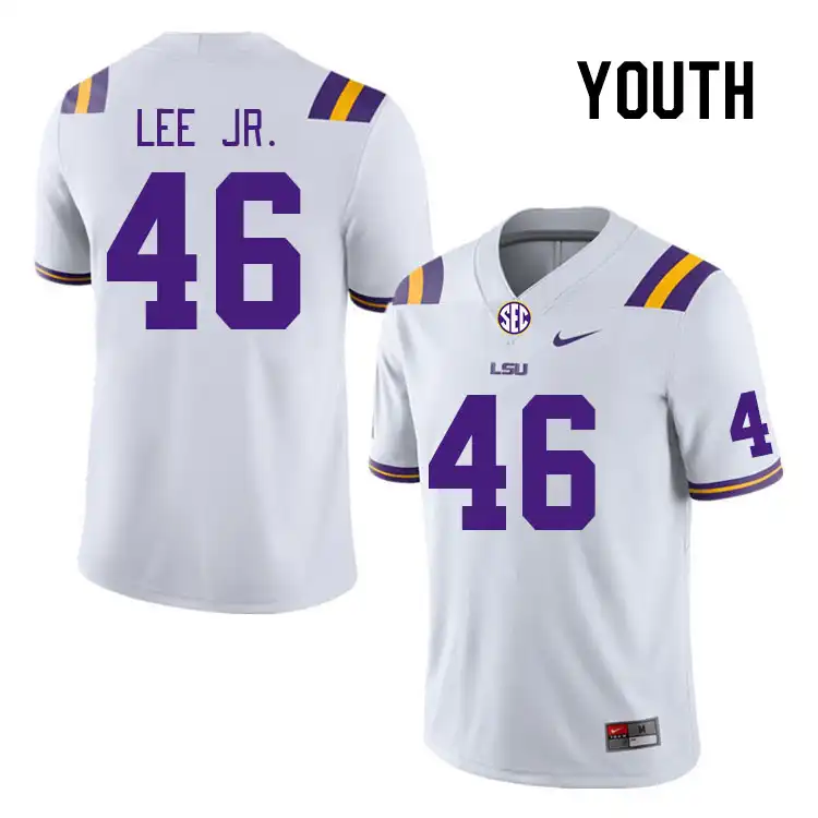 LSU Tigers #46 Shelby Lee Jr. Youth White NCAA Football Jersey 2409VUTJ5