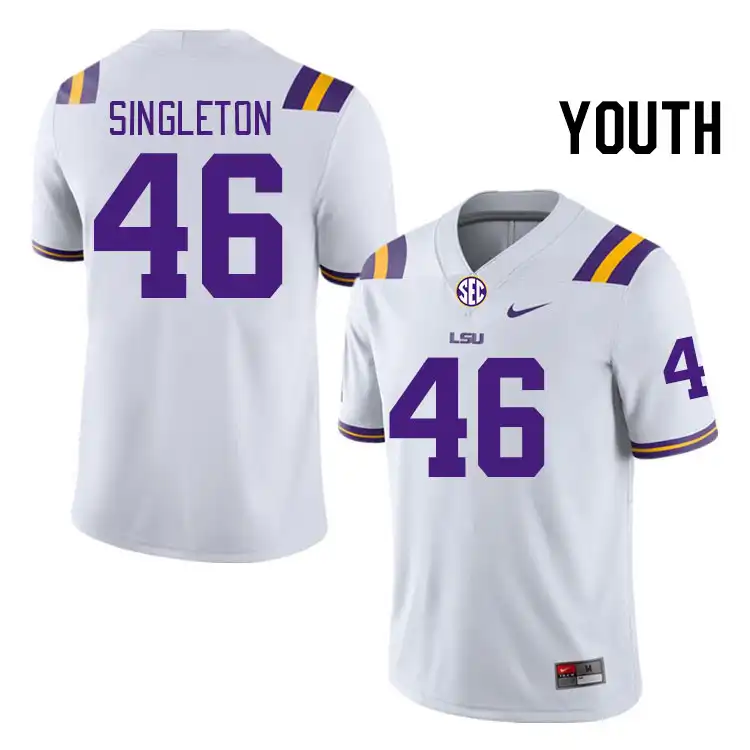 LSU Tigers #46 Tylen Singleton Youth White NCAA Football Jersey 2409RLGQ5