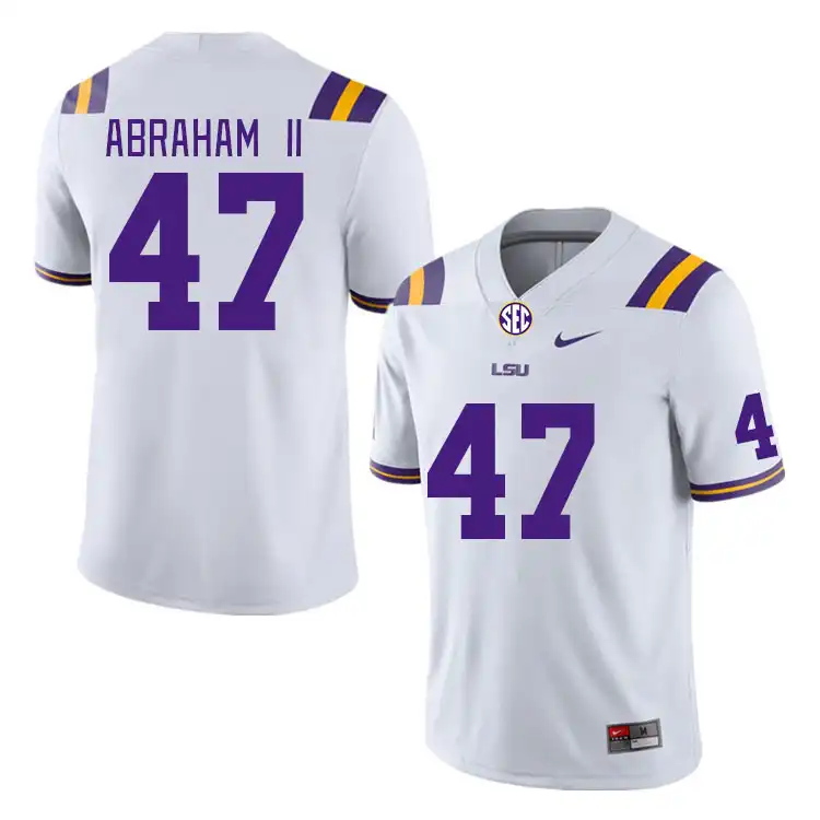 LSU Tigers #47 Aristotle Abraham II Men's White NCAA Football Jersey 2409OQJY4