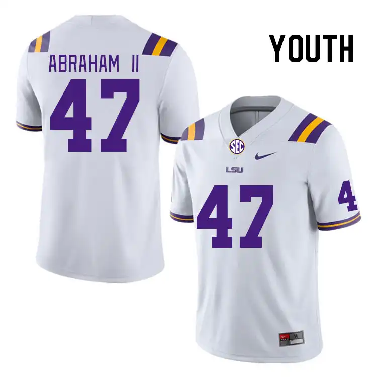 LSU Tigers #47 Aristotle Abraham II Youth White NCAA Football Jersey 2409LCYL1