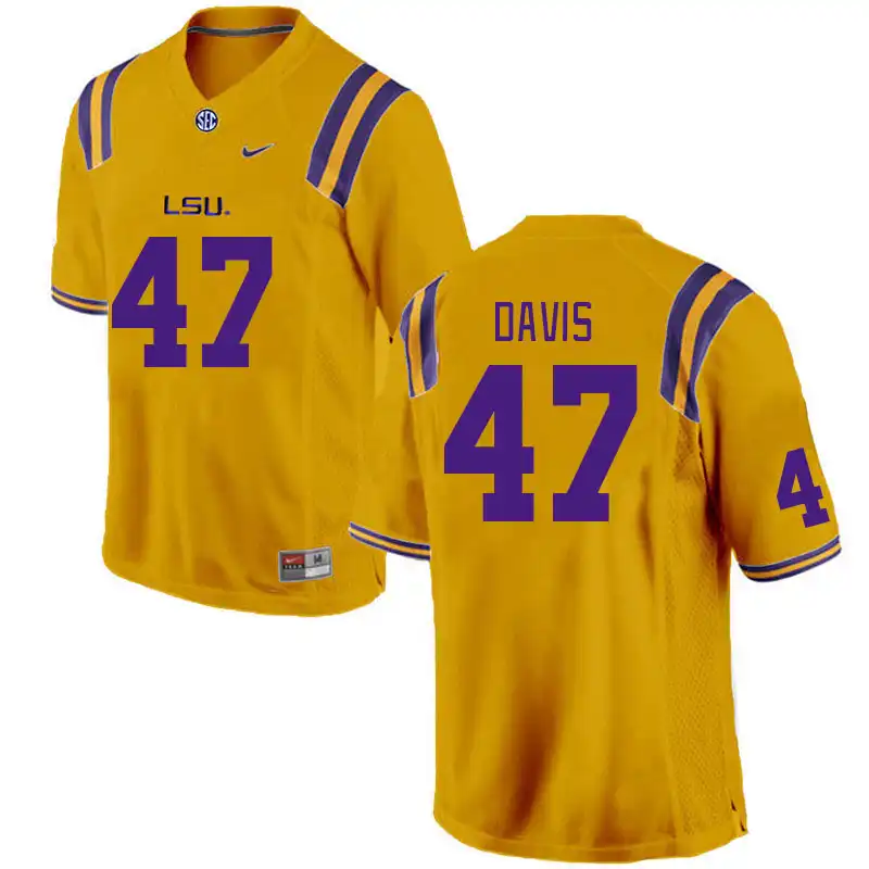 LSU Tigers #47 Jake Davis Men's Gold NCAA Football Jersey 2409VVCO4