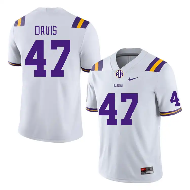 LSU Tigers #47 Jake Davis Men's White NCAA Football Jersey 2409CMLQ8