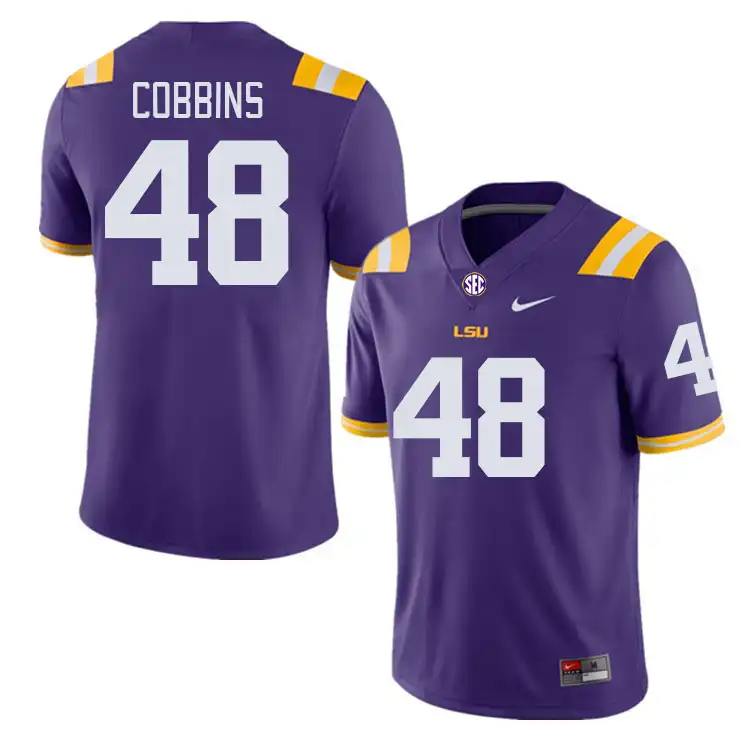 LSU Tigers #48 Kolaj Cobbins Men's Purple NCAA Football Jersey 2409ICQU7