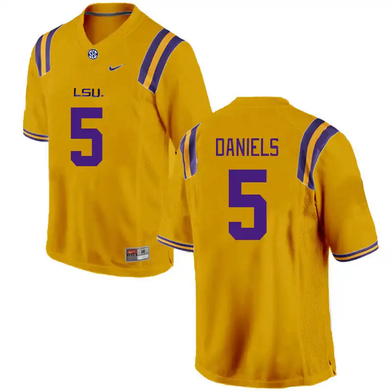 LSU Tigers #5 Jayden Daniels Men's Gold NCAA Football Jersey 2409VYLJ0