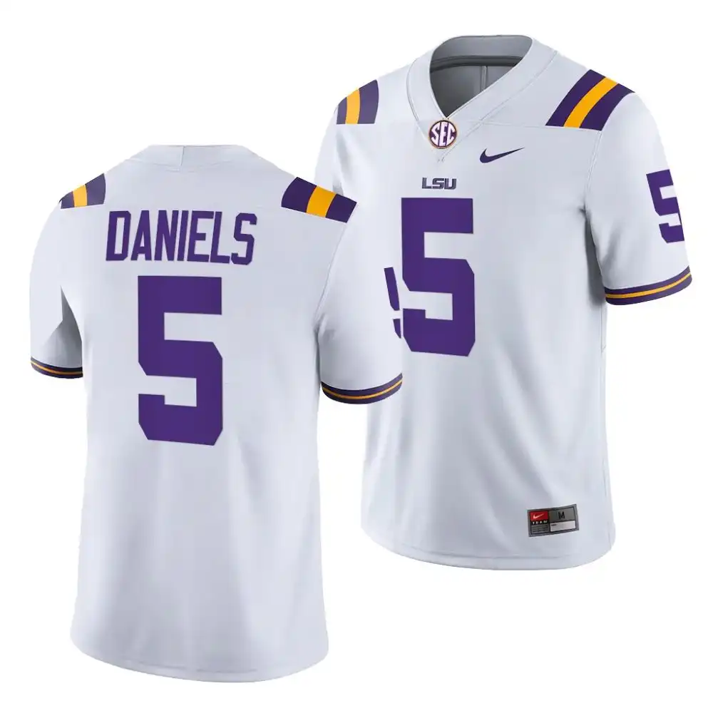 LSU Tigers #5 Jayden Daniels Men's White NCAA 2022 Trade 5 Football Jersey 2409DIKS1