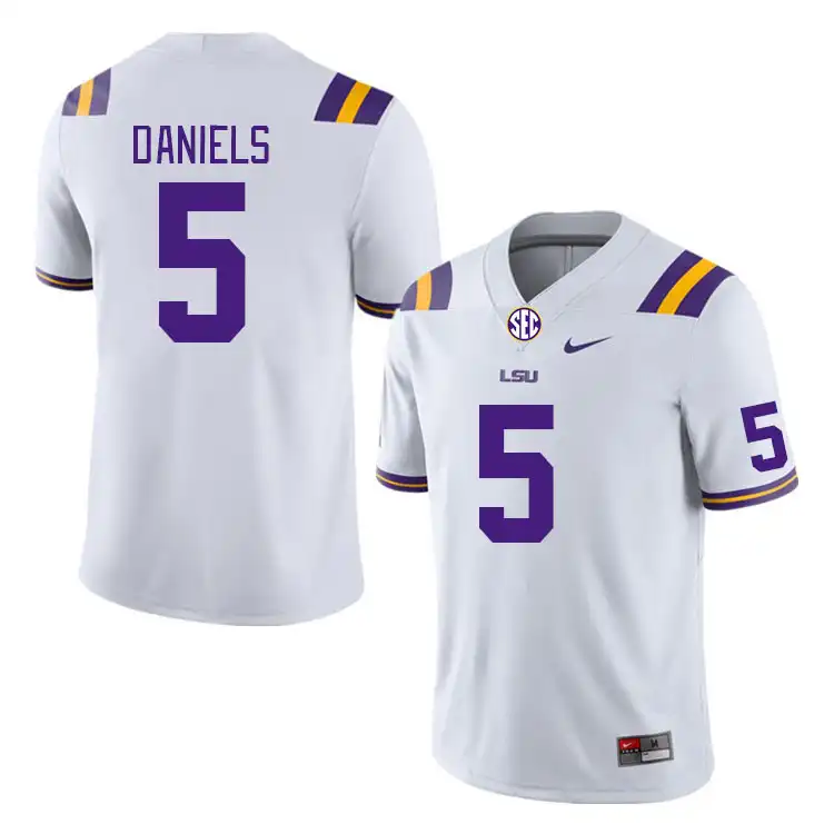 LSU Tigers #5 Jayden Daniels Men's White NCAA Football Jersey 2409QDVY0