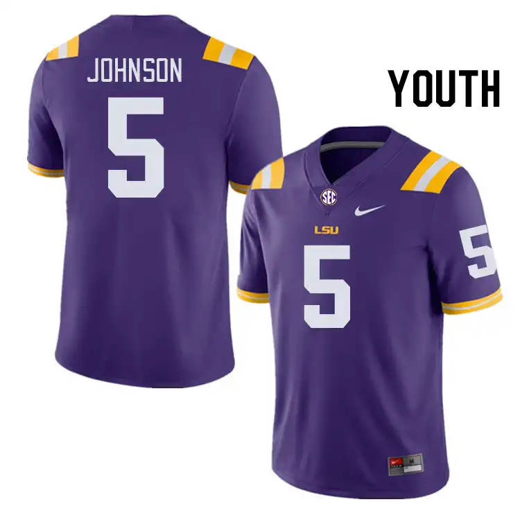 LSU Tigers #5 Ju'Juan Johnson Youth Purple NCAA Football Jersey 2409SPMP7