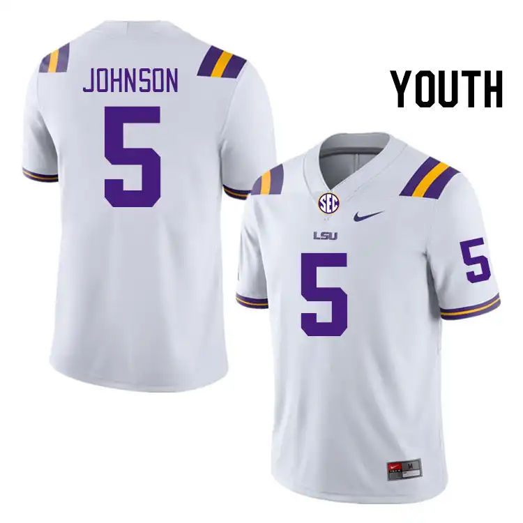 LSU Tigers #5 Ju'Juan Johnson Youth White NCAA Football Jersey 2409SIYX5