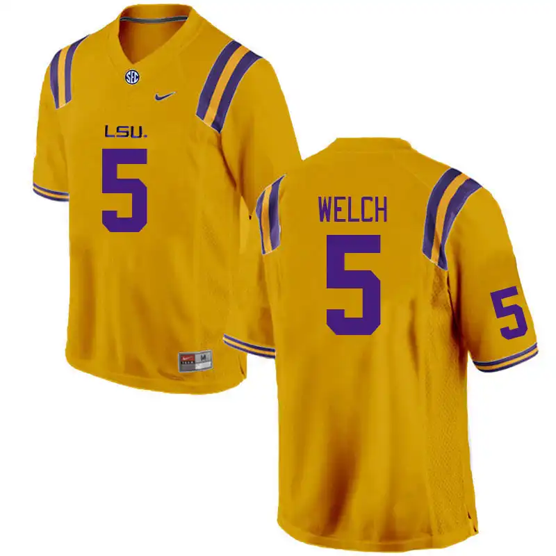 LSU Tigers #5 Laterrance Welch Men's Gold NCAA Football Jersey 2409PFZC1