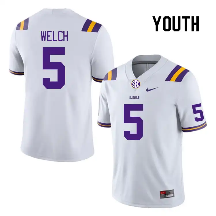 LSU Tigers #5 Laterrance Welch Youth White NCAA Football Jersey 2409GPVH6