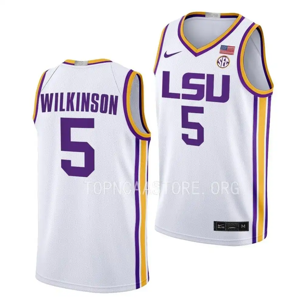 LSU Tigers #5 Mwani Wilkinson Men's Limited NCAA 2022-23 White Basketball Jersey 2409GCSU7