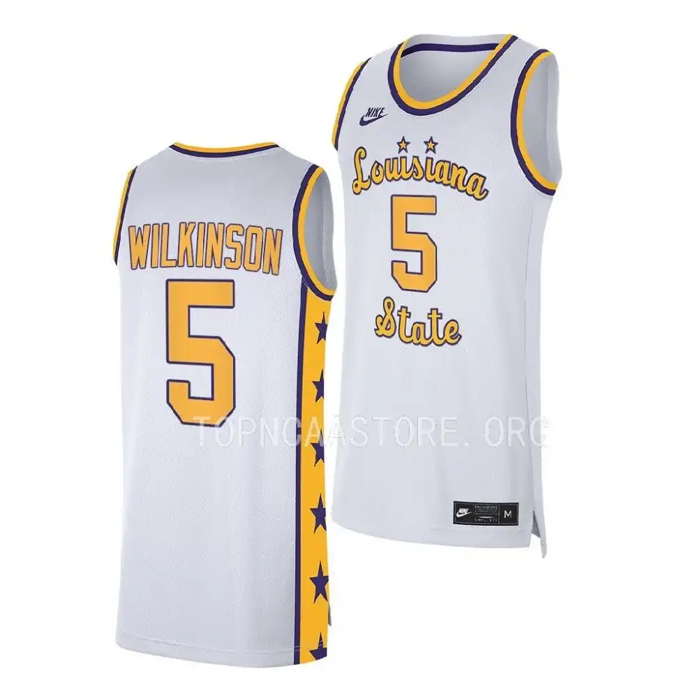 LSU Tigers #5 Mwani Wilkinson Men's White NCAA 2022-23 Replica Basketball Jersey 2409XJYS1