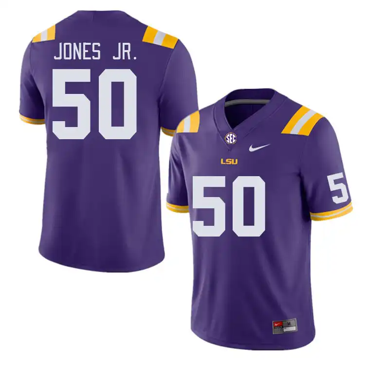 LSU Tigers #50 Emery Jones Jr. Men's Purple NCAA Football Jersey 2409QKGN8