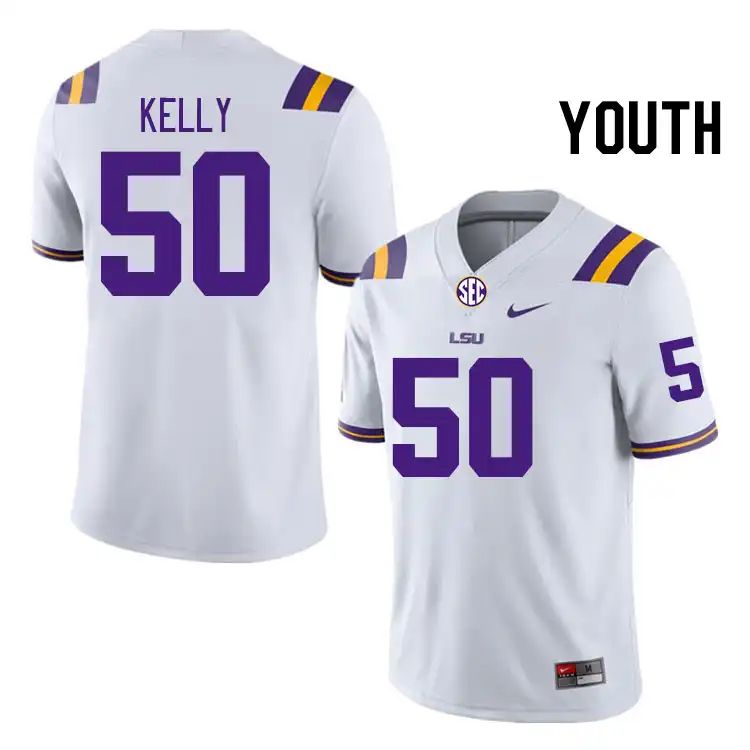 LSU Tigers #50 Kenzel Kelly Youth White NCAA Football Jersey 2409WFZE0