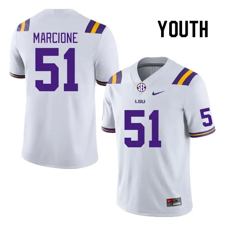 LSU Tigers #51 Seth Marcione Youth White NCAA Football Jersey 2409DSVZ2