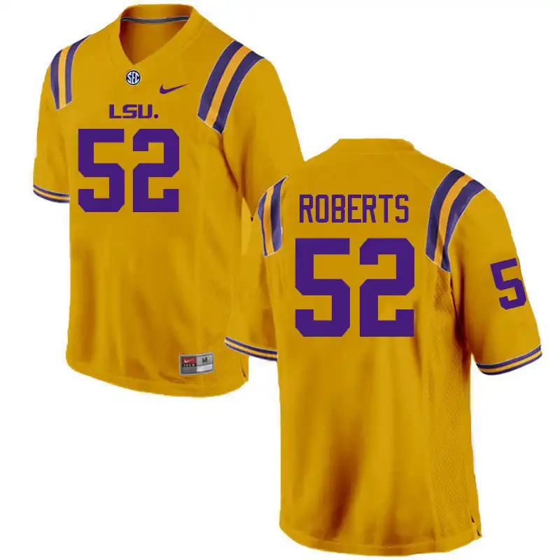 LSU Tigers #52 Kobe Roberts Men's Gold NCAA Football Jersey 2409KJTL3