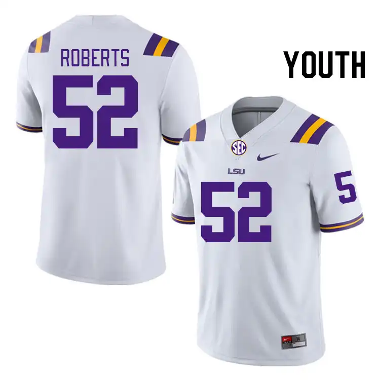 LSU Tigers #52 Kobe Roberts Youth White NCAA Football Jersey 2409LVLN4