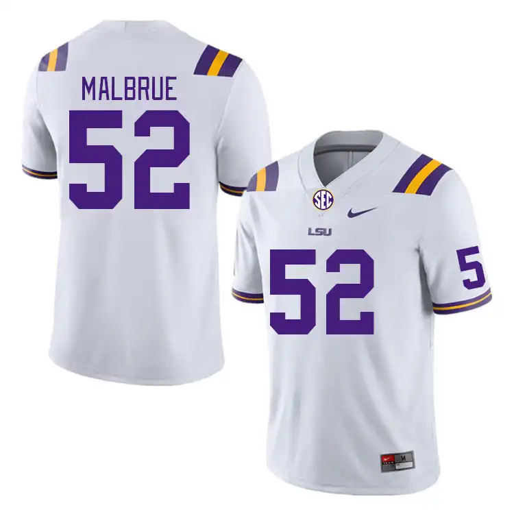 LSU Tigers #52 Princeton Malbrue Men's White NCAA Football Jersey 2409EHAW8