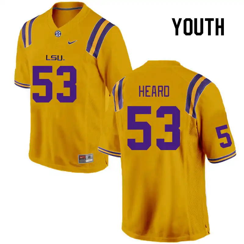 LSU Tigers #53 Lance Heard Youth Gold NCAA Football Jersey 2409UAPC2