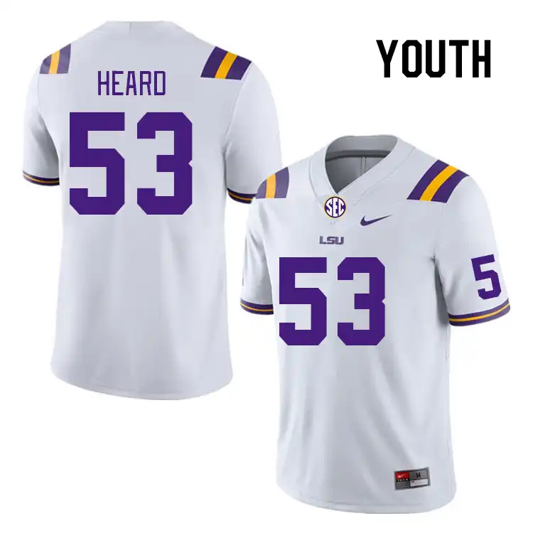 LSU Tigers #53 Lance Heard Youth White NCAA Football Jersey 2409BWKR3