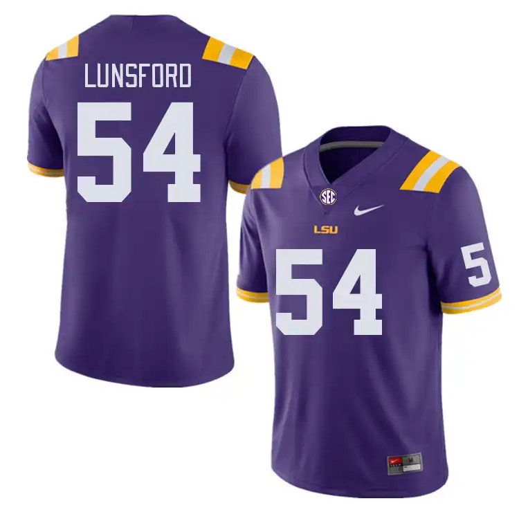 LSU Tigers #54 Martin Lunsford Men's Purple NCAA Football Jersey 2409HOPC0