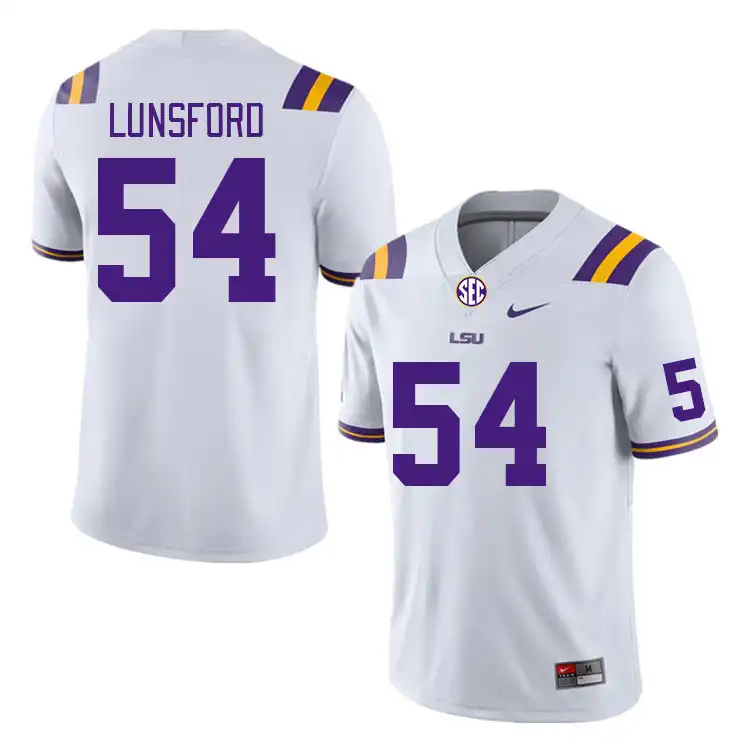 LSU Tigers #54 Martin Lunsford Men's White NCAA Football Jersey 2409LDTE7