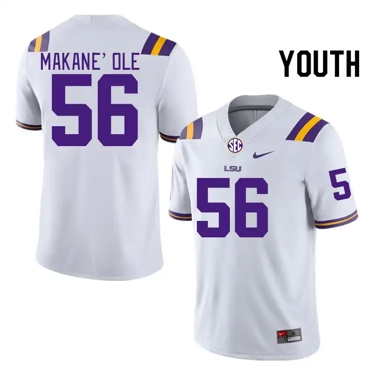 LSU Tigers #56 Kimo Makane'ole Youth White NCAA Football Jersey 2409IWKO3