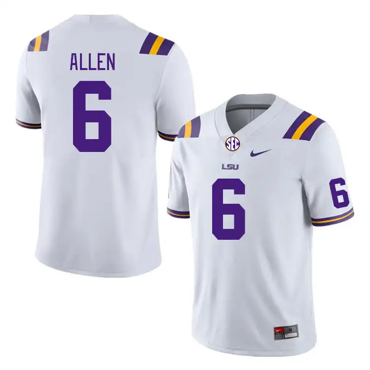 LSU Tigers #6 Jordan Allen Men's White NCAA Football Jersey 2409JZLY7