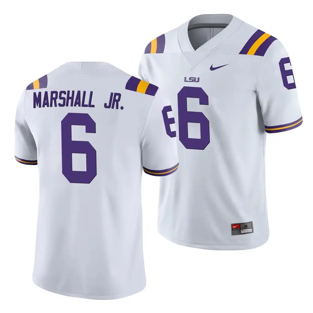 LSU Tigers #6 Terrace Marshall Jr. Men's White NCAA Game Football Jersey 2409ZHGE8