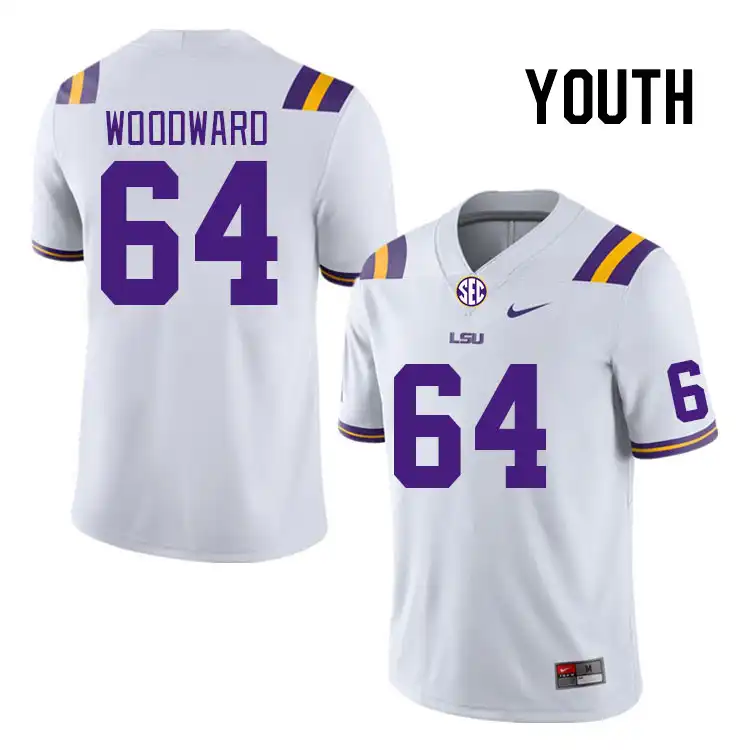 LSU Tigers #64 Wes Woodward Youth White NCAA Football Jersey 2409EVXF6