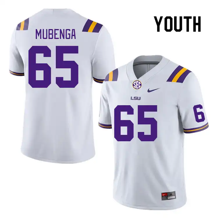 LSU Tigers #65 Paul Mubenga Youth White NCAA Football Jersey 2409VLLD0