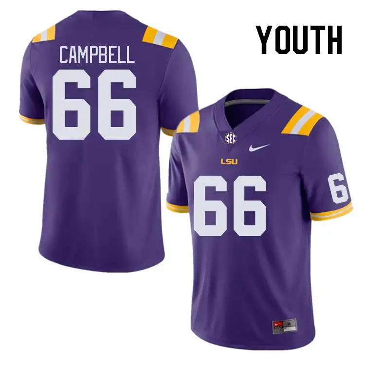 LSU Tigers #66 Will Campbell Youth Purple NCAA Football Jersey 2409PCXM2