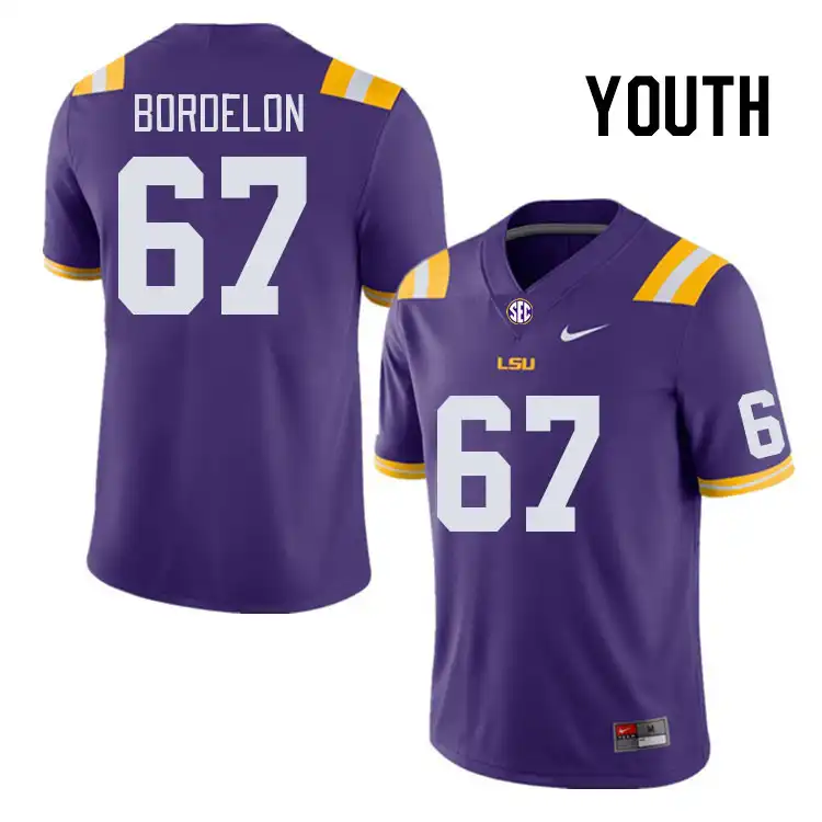 LSU Tigers #67 Bo Bordelon Youth Purple NCAA Football Jersey 2409DASP5