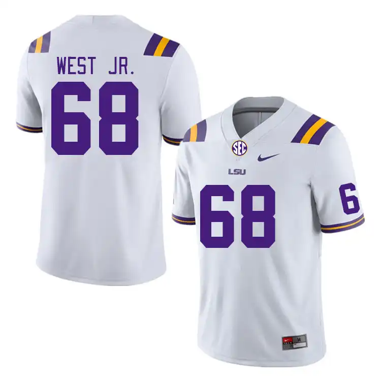 LSU Tigers #68 Fitzgerald West Jr. Men's White NCAA Football Jersey 2409FXZO4