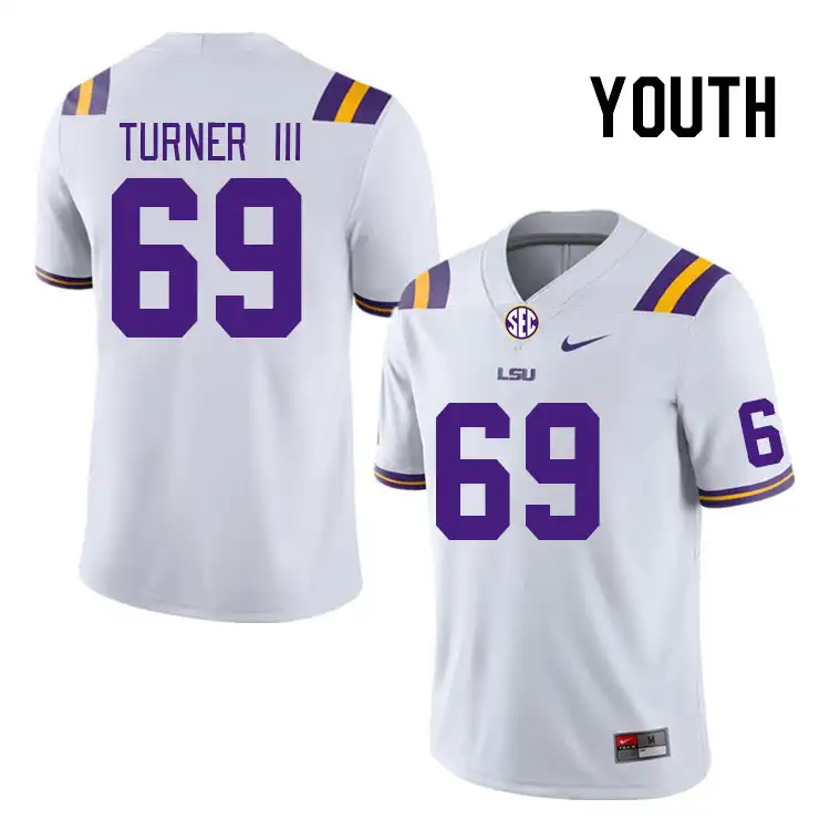 LSU Tigers #69 Charles Turner III Youth White NCAA Football Jersey 2409EILV0